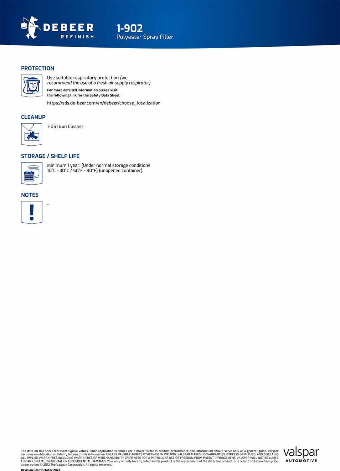 1-902 Polyester spray filler debeer tds