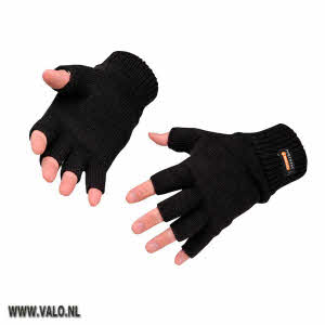 Vingerloze Zwarte gebreide handschoenen