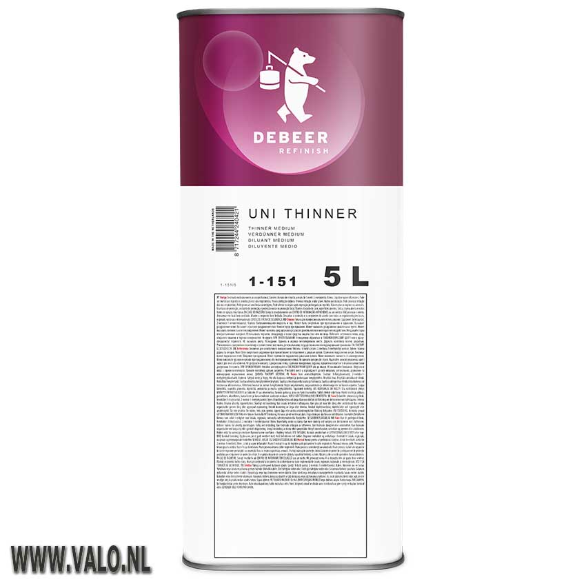 Uni thinner standaard 1-151 De Beer Refinish