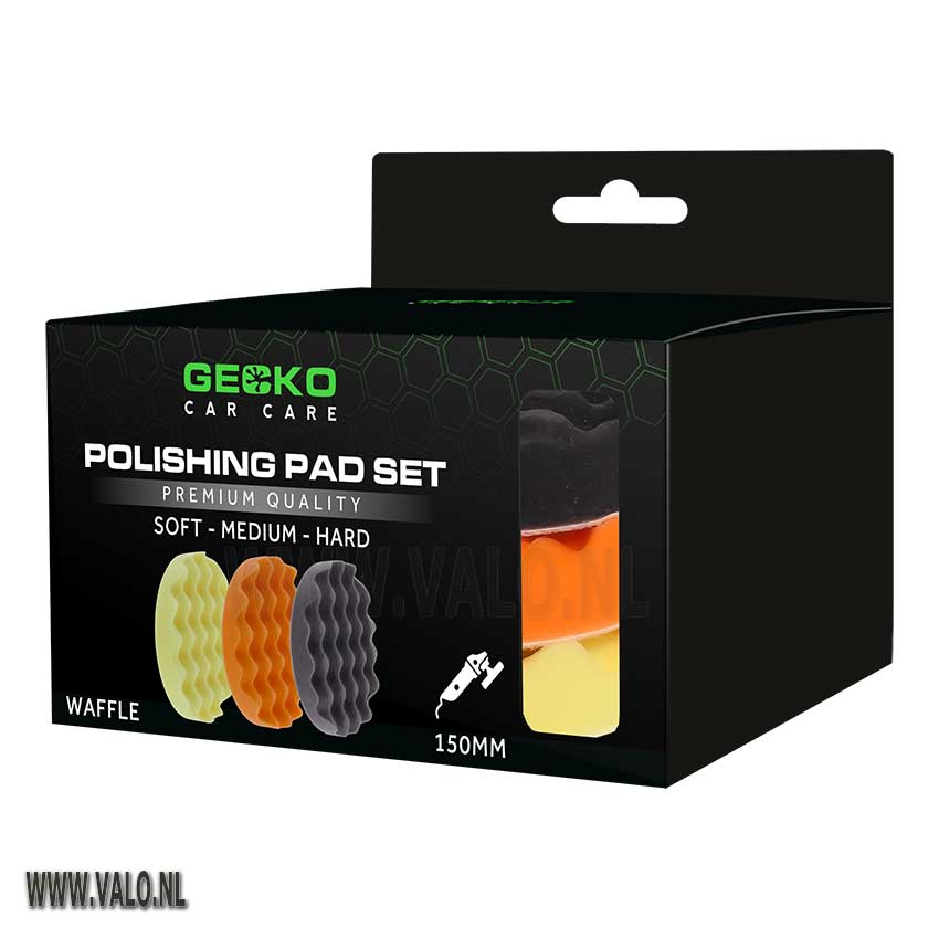 Gecko Polijstpads Gewafeld 150 mm, zacht/medium/hard, set van 3 stuks