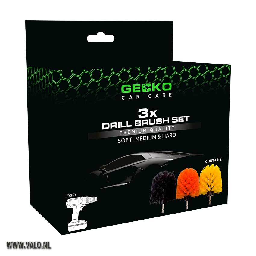 Gecko Drill Brushes, set van 3 stuks