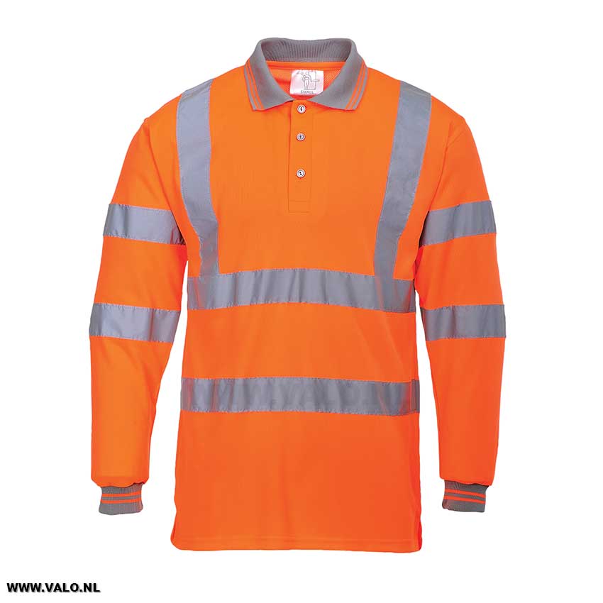 Poloshirt oranje Hi-Vis met lange mouw Portwest S277