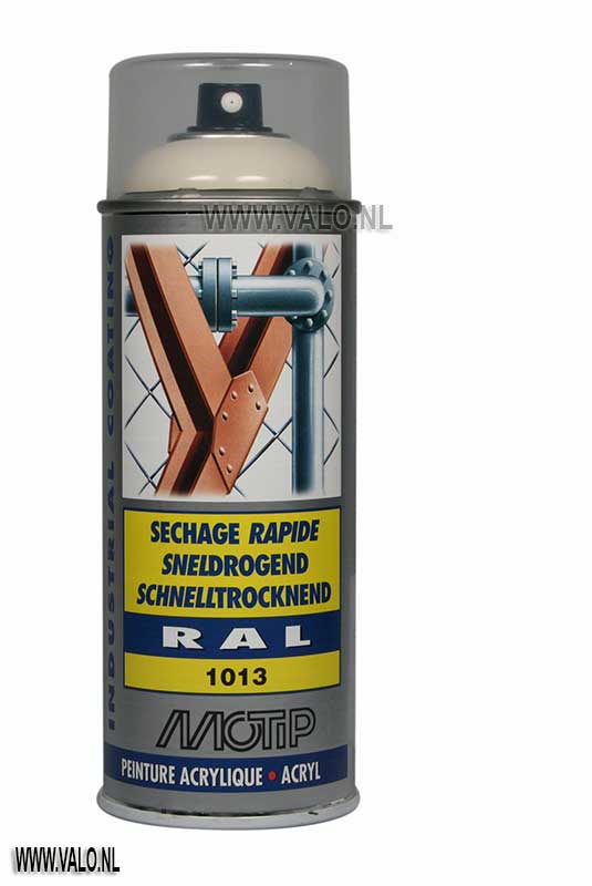 krant Handelsmerk Loodgieter MoTip Industrial RAL 1013 Parelwitl Spuitbus 400ml @ Valo Trading Ridderkerk