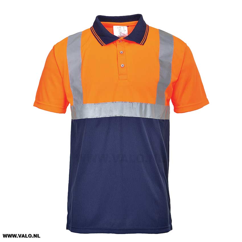 Poloshirt Oranje / Donkerblauw Hi-Vis two tone Portwest S479