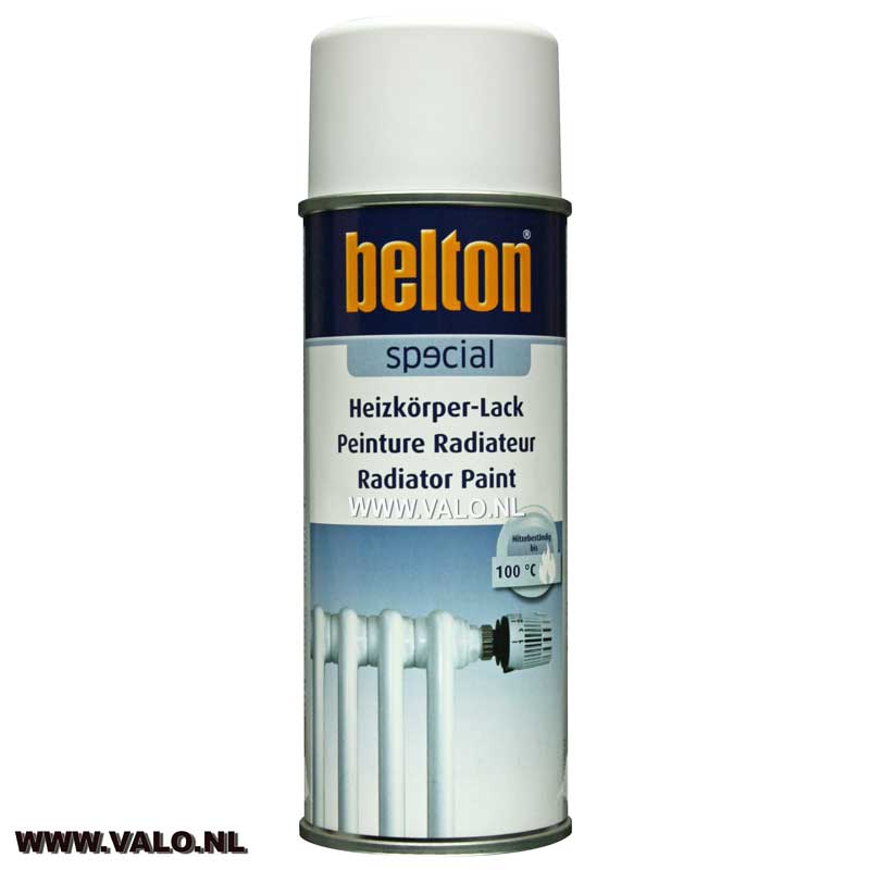 Witte radiator lak in spuitbus Belton 323451 @ Valo Trading -