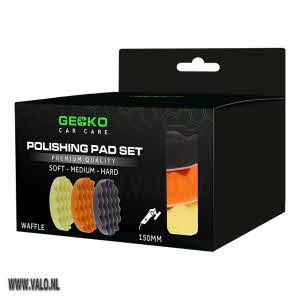 Gecko Polijstpads Gewafeld 150 mm, zacht/medium/hard, set van 3 stuks