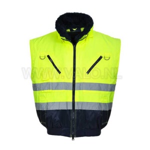 Pilotjack bodywarmer geel blauw met reflectie 