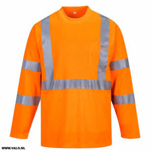 Hi-Vis T-shirt Oranje met lange mouw en borstzak Portwest S191